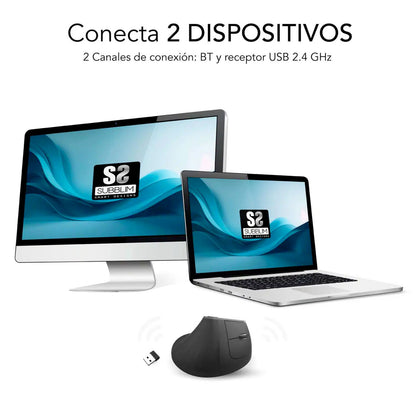 Ratón Vertical SUBBLIM Bluetooth Negro (SUBMO-EDNVW01)