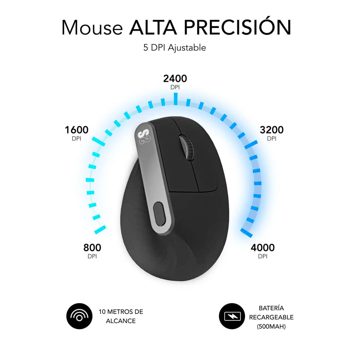 Ratón Vertical SUBBLIM Bluetooth Negro (SUBMO-EDNVW01)