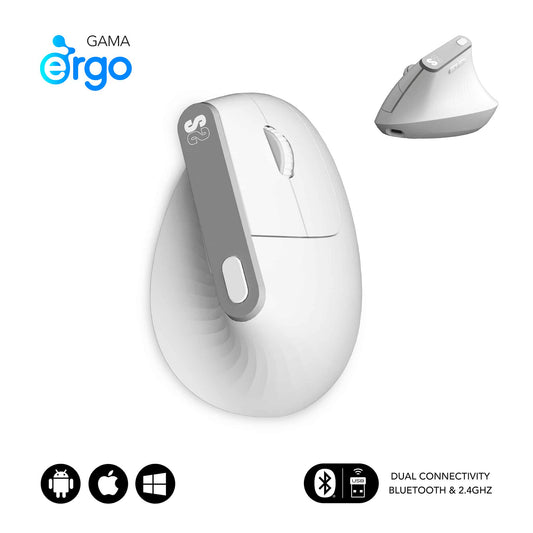 SUBBLIM Bluetooth White Vertical Mouse (SUBMO-EDNVW02)