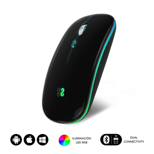 Ratón SUBBLIM Óptico BT 1600dpi Negro (SUBMO-LDFLAT1)