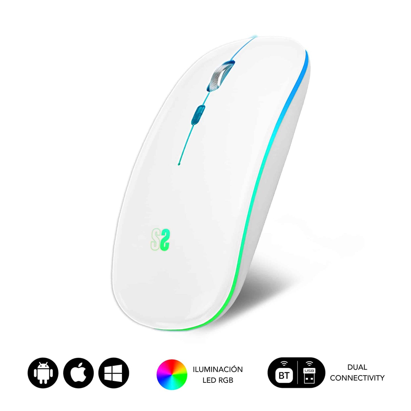 Ratón SUBBLIM Óptico BT 1600dpi Blanco (SUBMO-LDFLAT2)