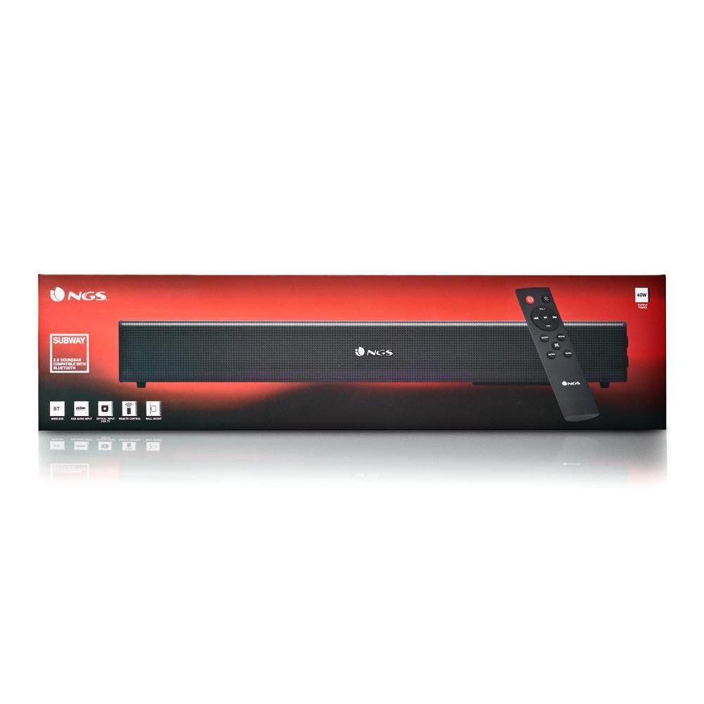 Barra de Sonido NGS 40W 2.0 Bluetooth Negro (SUBWAY)