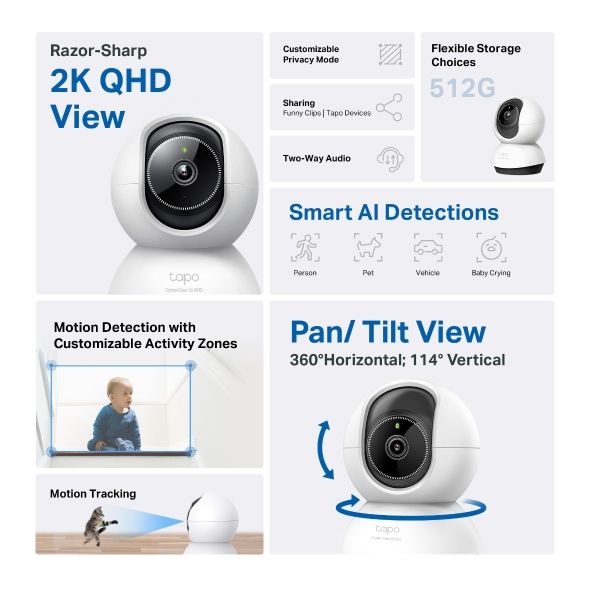 Cámara IP TP-Link 2K QHD 4mp 360º WiFi Nocturna (TC72)