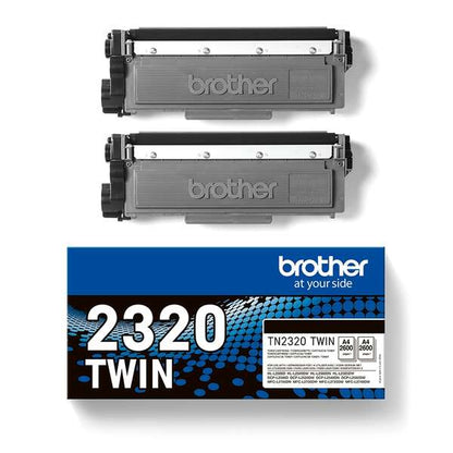 Brother TN2320 Negro Pack de 2 Cartuchos de Toner Originales - TN2320TWIN. 2x 2.600 Paginas