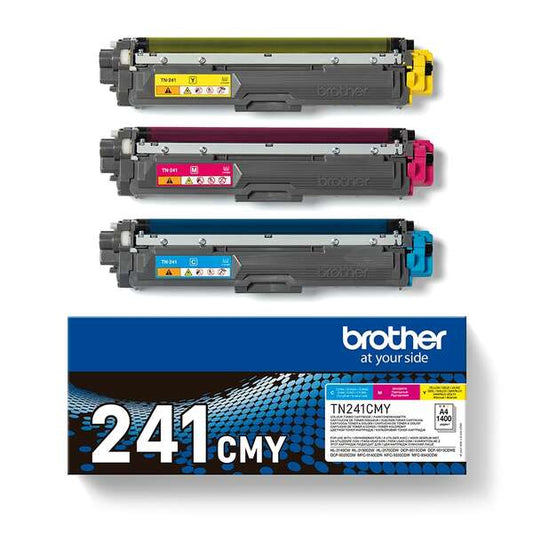 Brother TN241 Pack of 3 Original Toner Cartridges - Cyan, Magenta, Yellow - TN241CMY