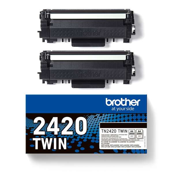 Brother TN2420 Black 2-Pack Original Toner Cartridges - TN2420TWIN
