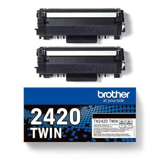 Brother TN2420 Black 2-Pack Original Toner Cartridges - TN2420TWIN