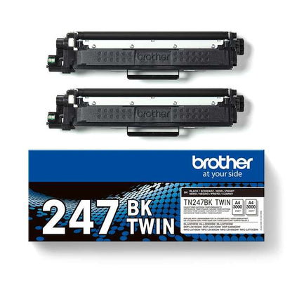 Brother TN247 Negro Pack de 2 Cartuchos de Toner Originales - TN247BKTWIN. 2x 3.000 Paginas
