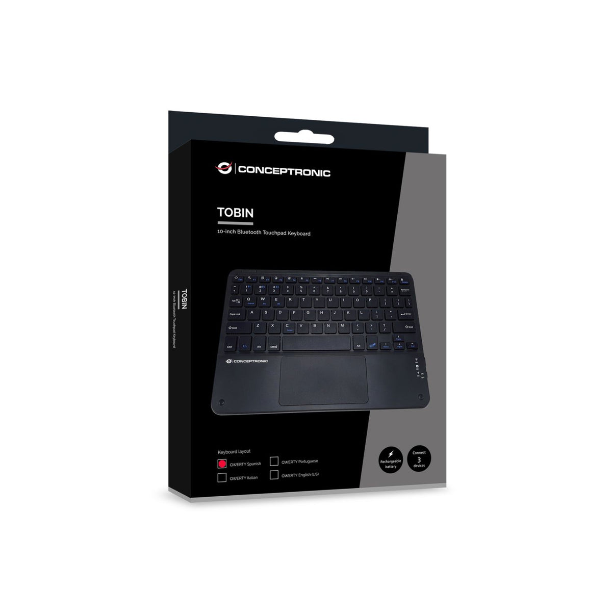Teclado Mini CONCEPTRONIC 10" BT Negro (TOBIN01BES)