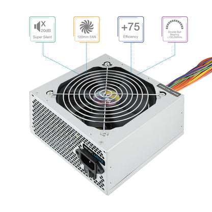 Fuente TooQ 500W ATX 120mm Plata (TQAPOLO-500SP)