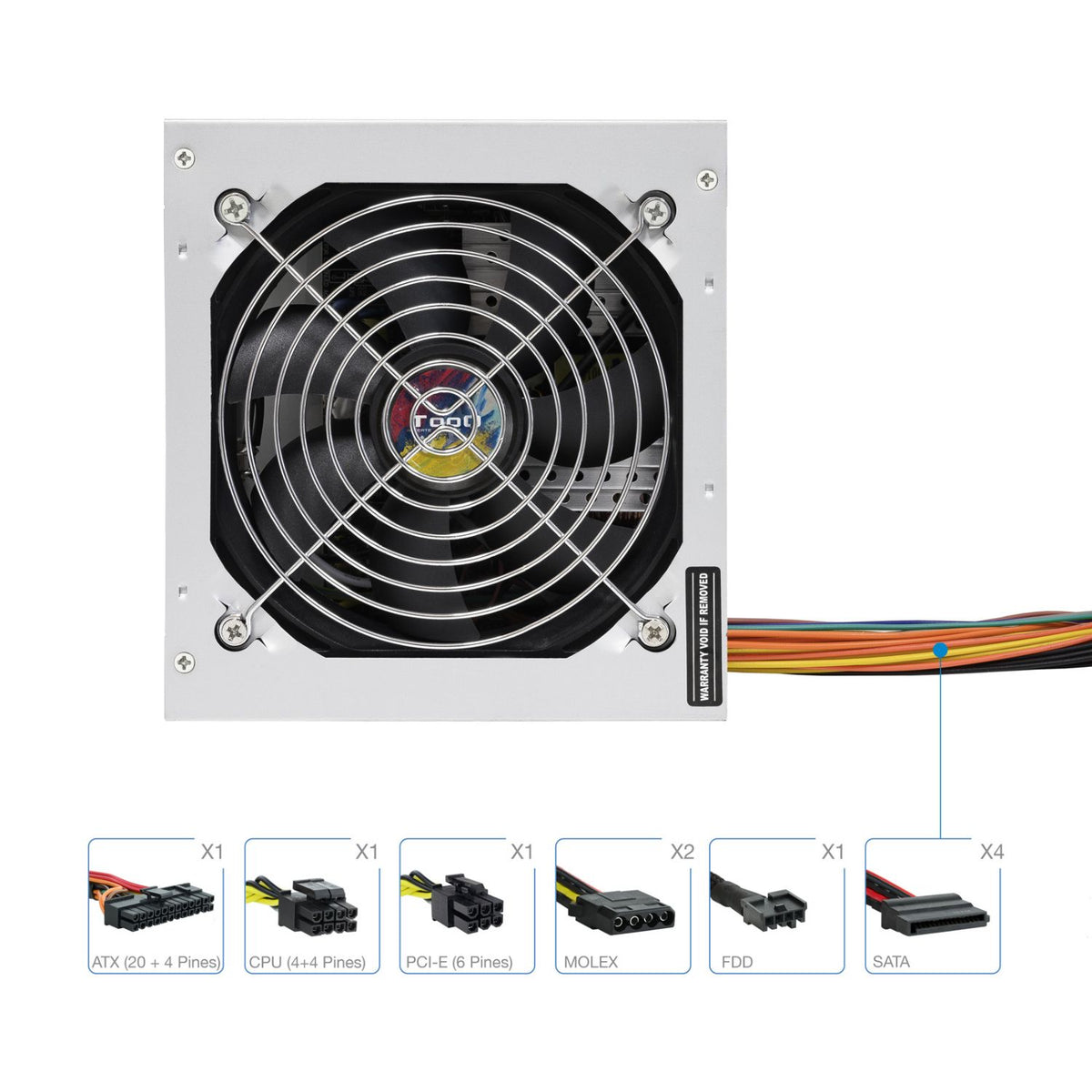 Fuente TooQ 500W ATX 120mm Plata (TQAPOLO-500SP)