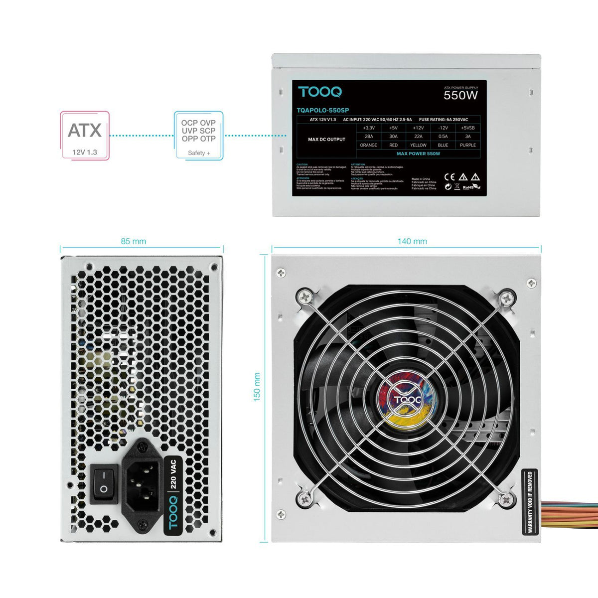 Fuente TooQ ATX 550W 12cm (TQAPOLO-550SP)