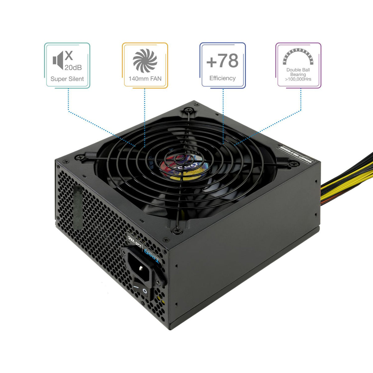Fuente TooQ ATX 600W PFC 140mm Negra (TQAPOLO-600SP)
