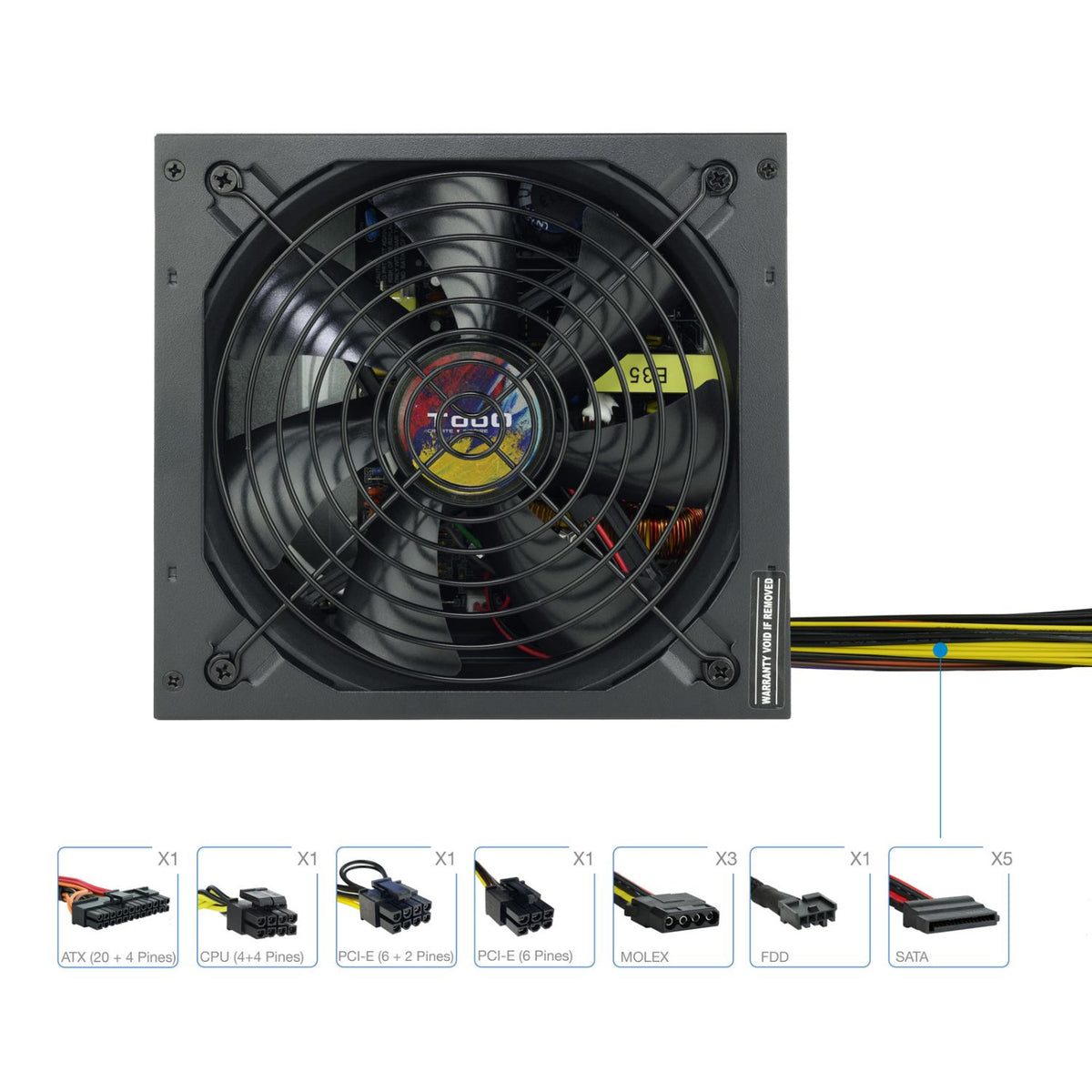 Fuente TooQ ATX 600W PFC 140mm Negra (TQAPOLO-600SP)