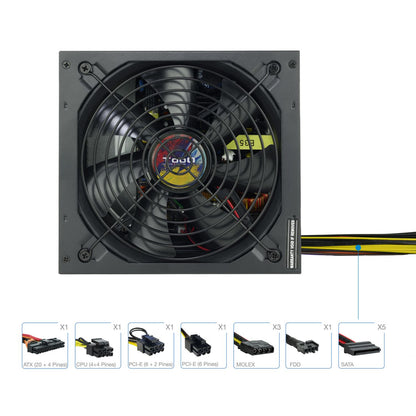 Fuente TooQ ATX 600W PFC 140mm Negra (TQAPOLO-600SP)