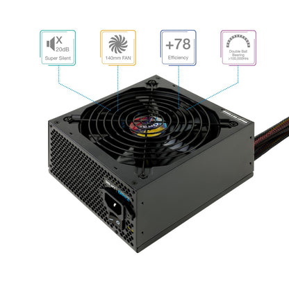 Fuente TooQ ATX 750W PFC 140mm Negra (TQAPOLO-750SP)