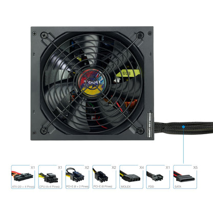 Fuente TooQ ATX 750W PFC 140mm Negra (TQAPOLO-750SP)