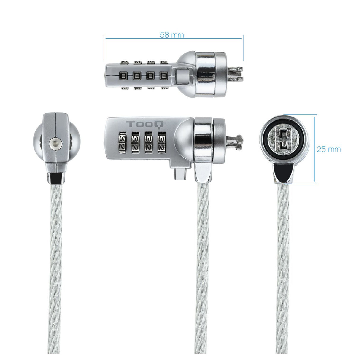 CABLE SEGURIDAD TOOQ PORTATIL COMBINACION 1.5M