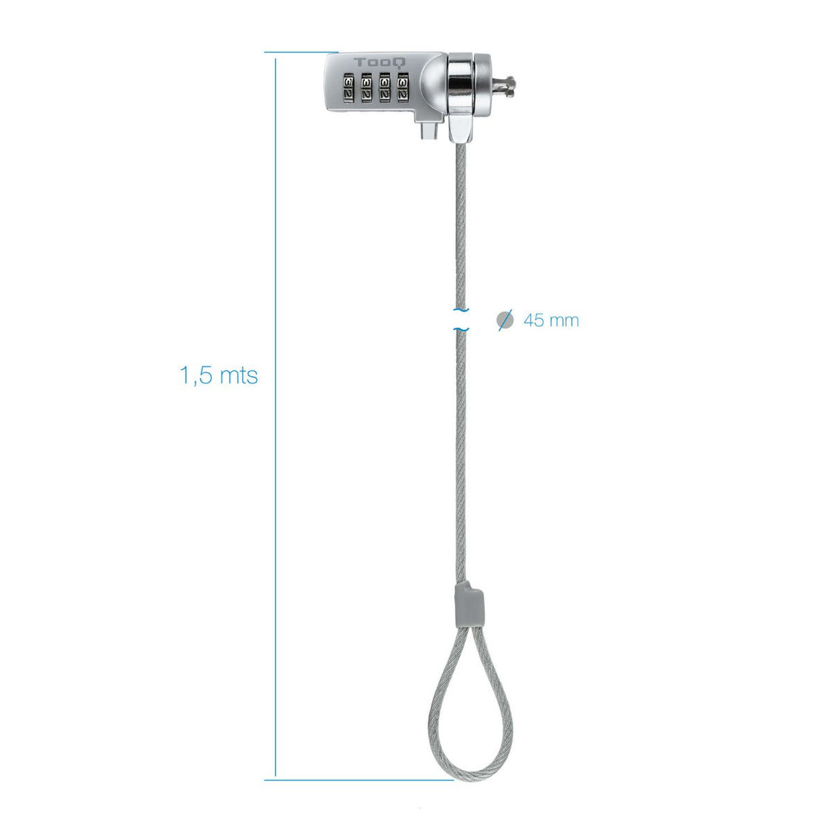 CABLE SEGURIDAD TOOQ PORTATIL COMBINACION 1.5M