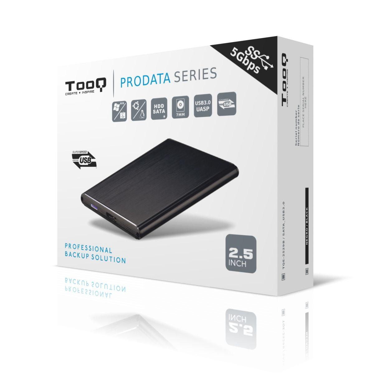 Caja TooQ HDD 2.5" SATA USB 3.0 Negra (TQE-2529B)