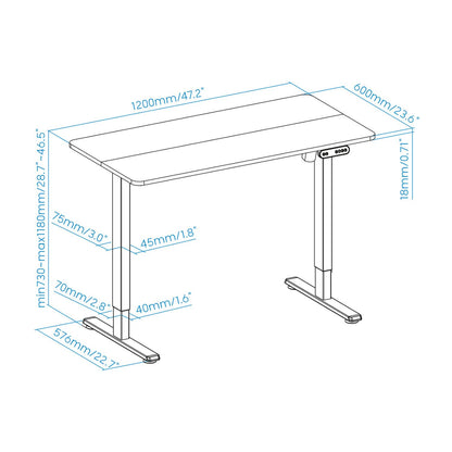 Mesa Electrica TOOQ 120x73x60cm Negra (TQESSD22-BK)