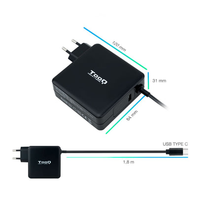 Cargador TooQ 90W USB-C PD 3.0 Negro (TQLC-USBC90PD)