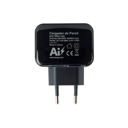 Cargador de Pared TooQ 12W 1USB-A 2.0 Negro (TQWC-1S01)