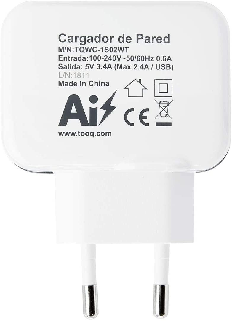 Cargador de Pared TooQ 12W USB 2.0 Blanco (TQWC-1S01WT)
