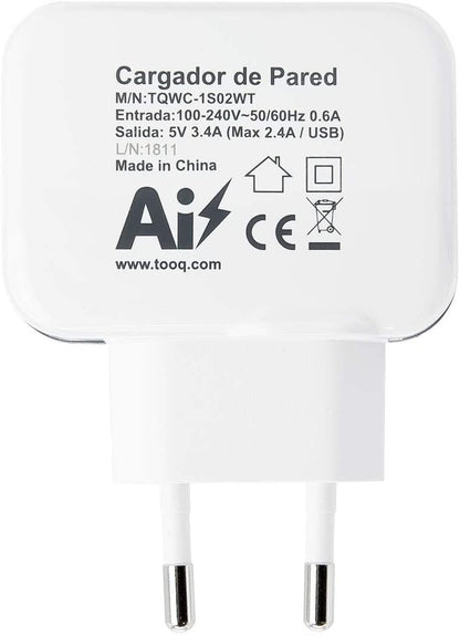 Cargador de Pared TooQ 12W USB 2.0 Blanco (TQWC-1S01WT)