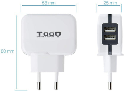 Cargador de Pared TooQ 12W USB 2.0 Blanco (TQWC-1S01WT)