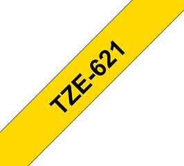 Cinta Rotuladora BROTHER 9mm Negro/Amarillo (Tze-621)