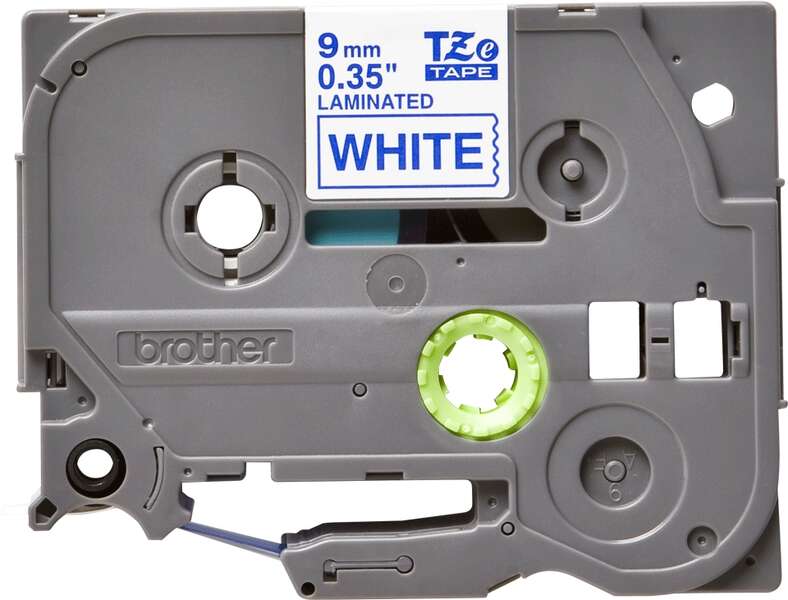 Brother TZe223 Original Laminated Label Tape - Blue Text on White Background - 9mm Width x 8 Meters