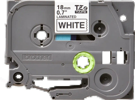 Brother TZe241 Original Laminated Label Tape - Black Text on White Background - Width 18mm x 8 meters