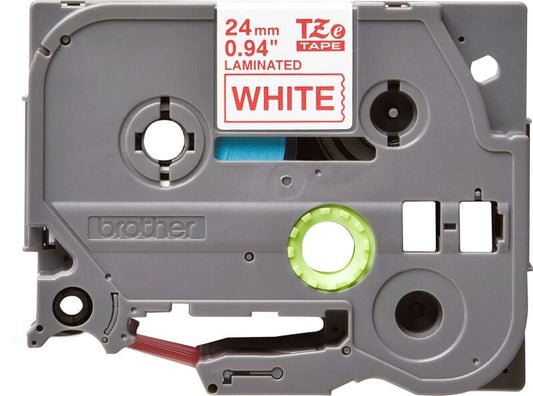 Brother TZe252 Original Laminated Label Tape - Red Text on White Background - Width 24mm x 8 meters