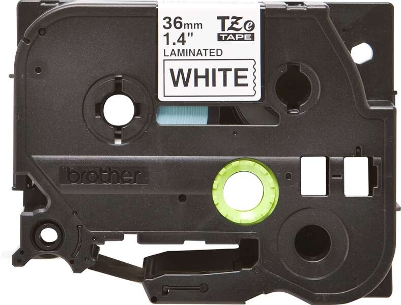 Brother TZe261 Original Laminated Label Tape - Black Text on White Background - Width 36mm x 8 meters