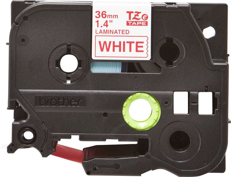 Brother TZe262 Original Laminated Label Tape - Red Text on White Background - Width 36mm x 8 meters