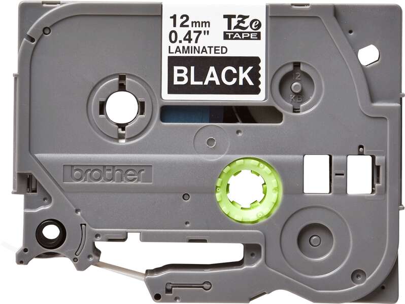 Brother TZe335 Original Laminated Label Tape - White Text on Black Background - Width 12mm x 8 meters