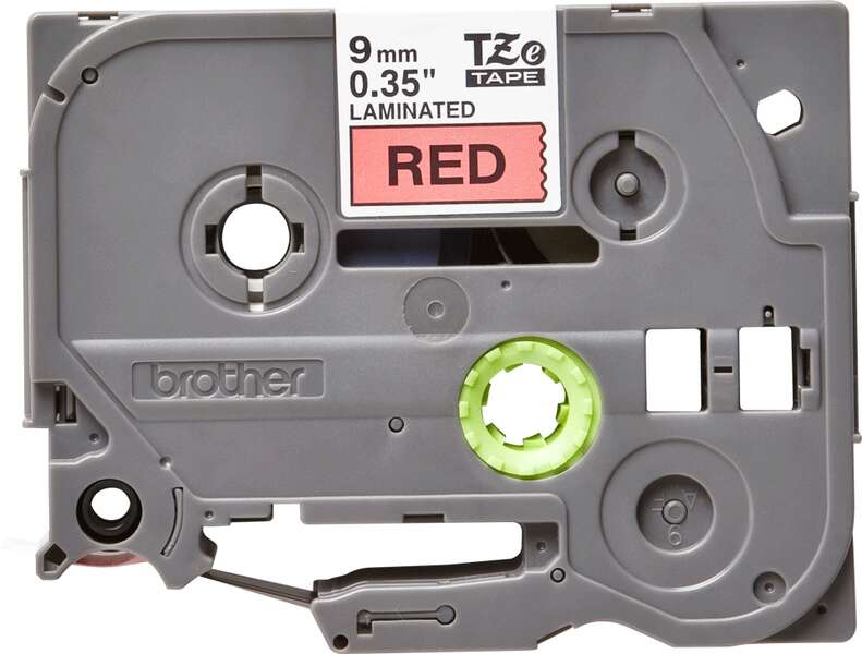 Brother TZe421 Original Laminated Label Tape - Black Text on Red Background - 9mm Width x 8 Meters