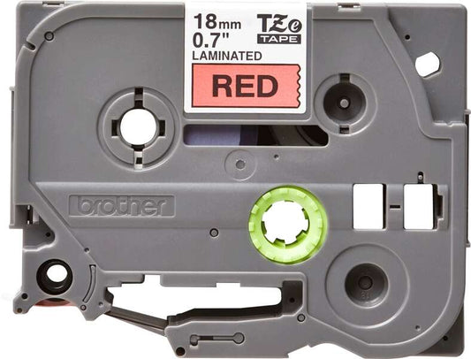 Brother TZe441 Original Laminated Label Tape - Black Text on Red Background - Width 18mm x 8 meters