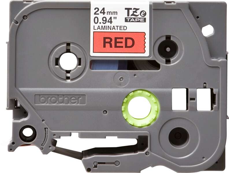 Brother TZe451 Original Laminated Label Tape - Black Text on Red Background - Width 24mm x 8 meters