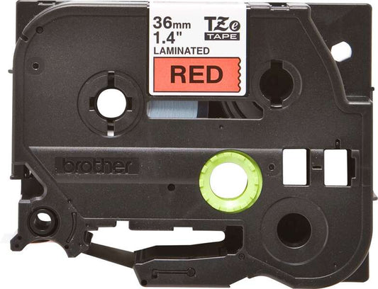 Brother TZe461 Original Laminated Label Tape - Black Text on Red Background - Width 36mm x 8 meters
