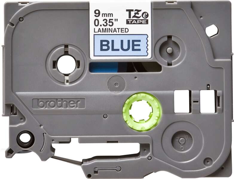 Brother TZe521 Original Laminated Label Tape - Black Text on Blue Background - 9mm Width x 8 Meters