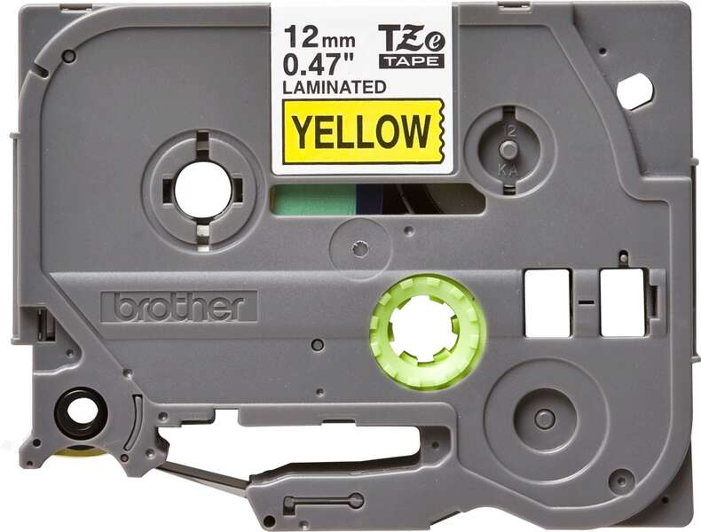 Brother TZe631 Original Laminated Label Tape - Black Text on Yellow Background - Width 12mm x 8 meters