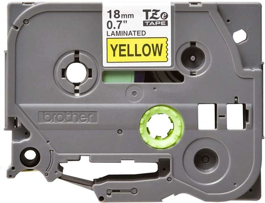 Brother TZe641 Original Laminated Label Tape - Black Text on Yellow Background - Width 18mm x 8 meters