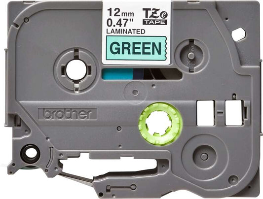 Brother TZe731 Original Laminated Label Tape - Black Text on Green Background - Width 12mm x 8 meters
