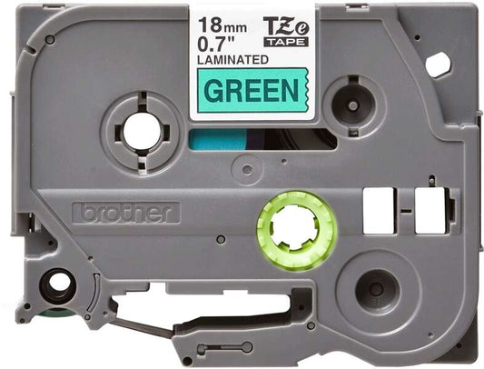Brother TZe741 Original Laminated Label Tape - Black Text on Green Background - Width 18mm x 8 meters