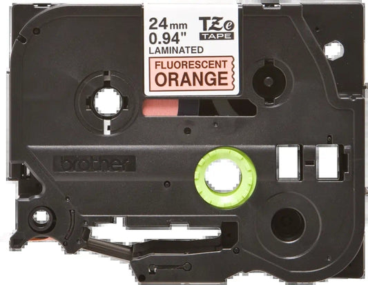 Brother TZeB51 Original Fluorescent Laminated Label Tape - Black Text on White Background - Width 24mm x 5 meters