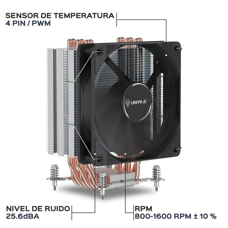 Ventilador CPU Unyka ARGB Unycool H60 Negro (UK326101)