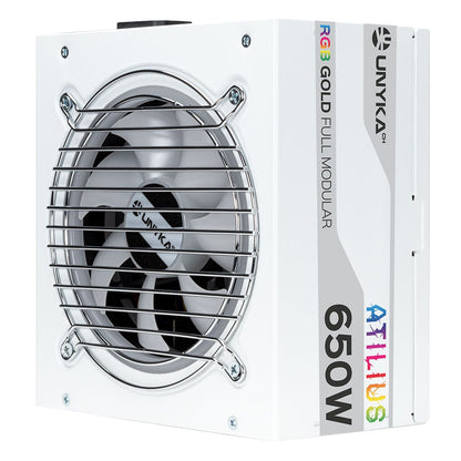 Fuente UNYKA Atilius ATX 650W 90% RGB Blanca (UK521204)