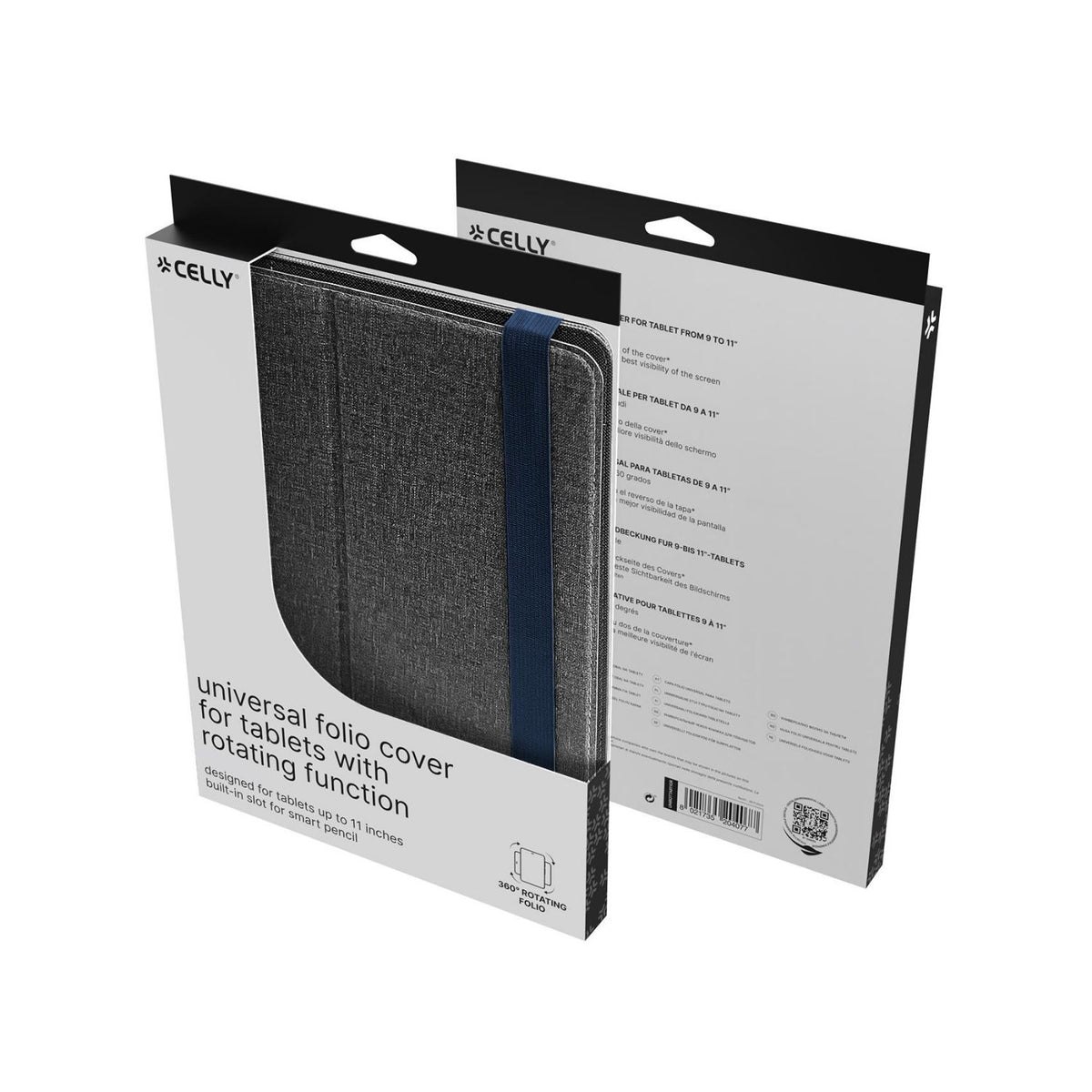 Funda CELLY Tablet 9"-11" Gira Gris (UNIROTTAB11GR)